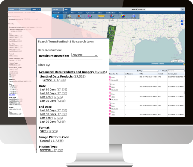 search filters in WES on a monitor