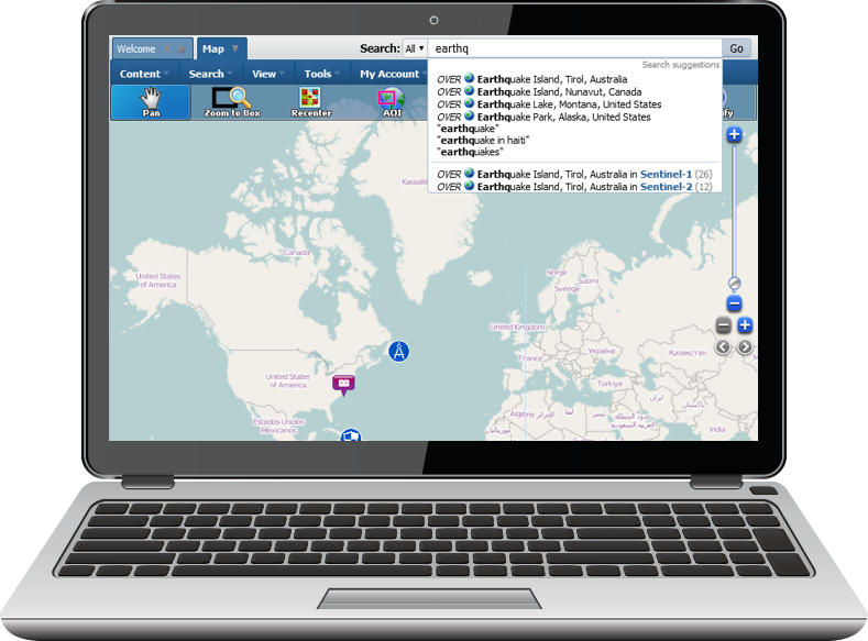 using global search in WES on a laptop