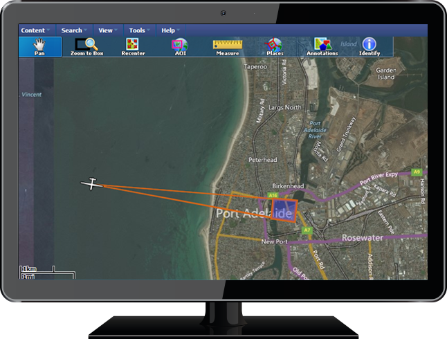 monitor displaying WES being used to display aircraft path