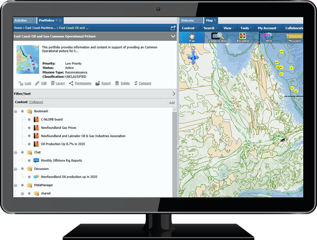 monitor displaying a WES portfolio