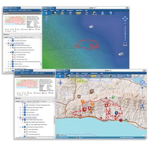 two WES screens showing a portfolio