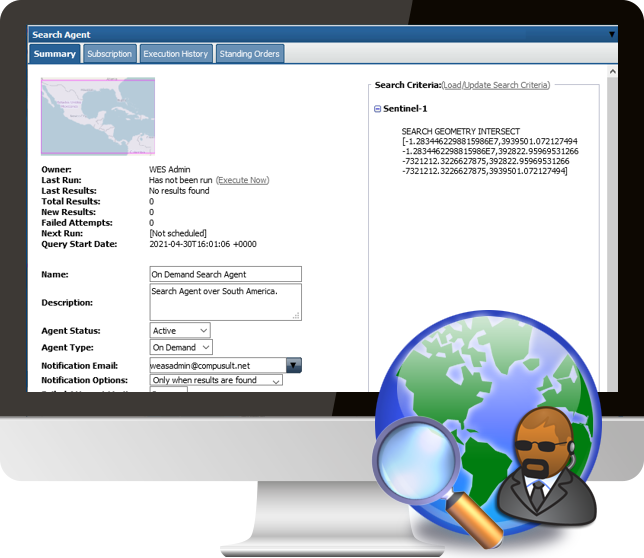 monitor using WES search agents