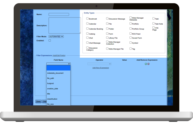 laptop displaying WES using search filters