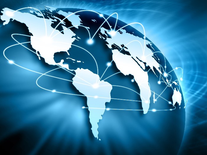 globe covered with glowing points connected by white lines