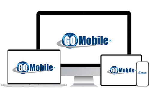 GO Mobile logo's displayed on multiple devices.